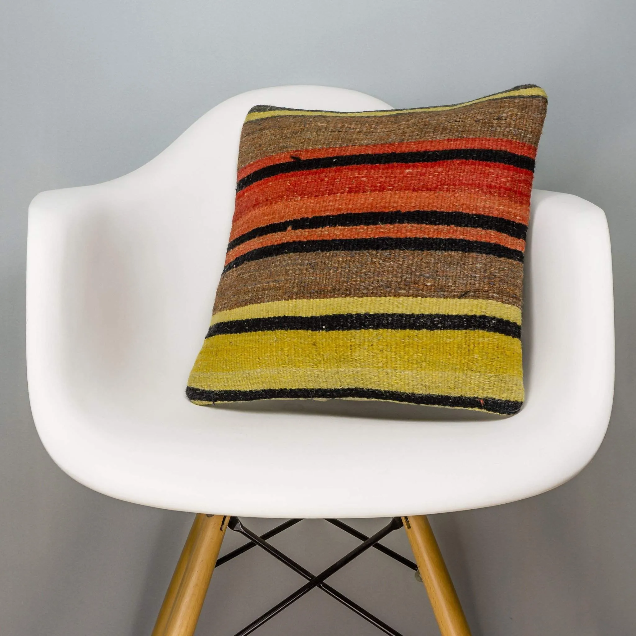 Striped Multi Color Kilim Pillow Cover 16x16 3268