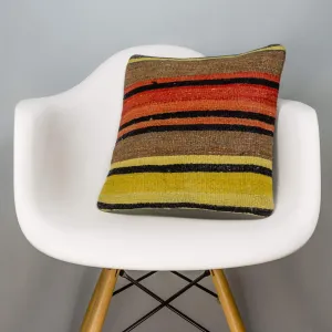 Striped Multi Color Kilim Pillow Cover 16x16 3268
