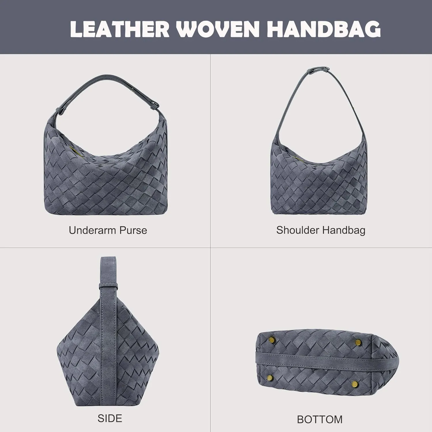 Suede Leather Handbag for Women, Leather Woven Bag, Small Clutch Bag Suede Handbag, Underarm Purse Top-Handle Handbag