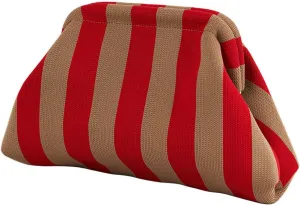 Summer Stripe Crochet Bags Clutch for Women Beach Woven Color Block Dumpling Bags Purse