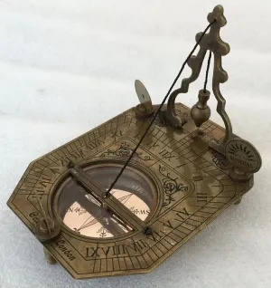 Sundial Compass Brass London Nautical Vintage Antique Compass | Maritime Navigation Tool | Collectible Brass Sundial Compass Gift for Travelers, Explorers & Decor Enthusiasts