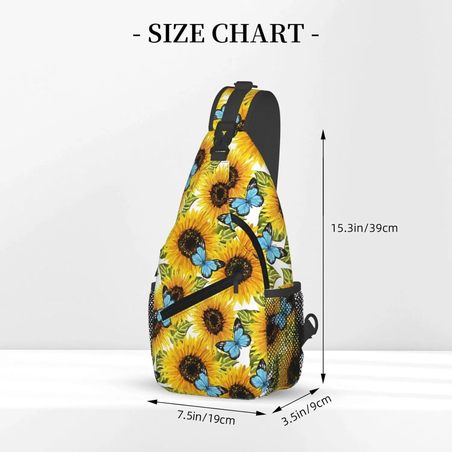 Sunflower Butterflies Crossbody Sling Backpack Sling Bag Adjustable Chest Shoulder Daypack For Women Men