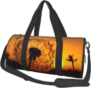 Sunset Dandelion Travel Duffle Bag for Men Women Sport Gym Bag Foldable Weekender Bag Carry on Overnight Bag for Travel Swimming Basketball
