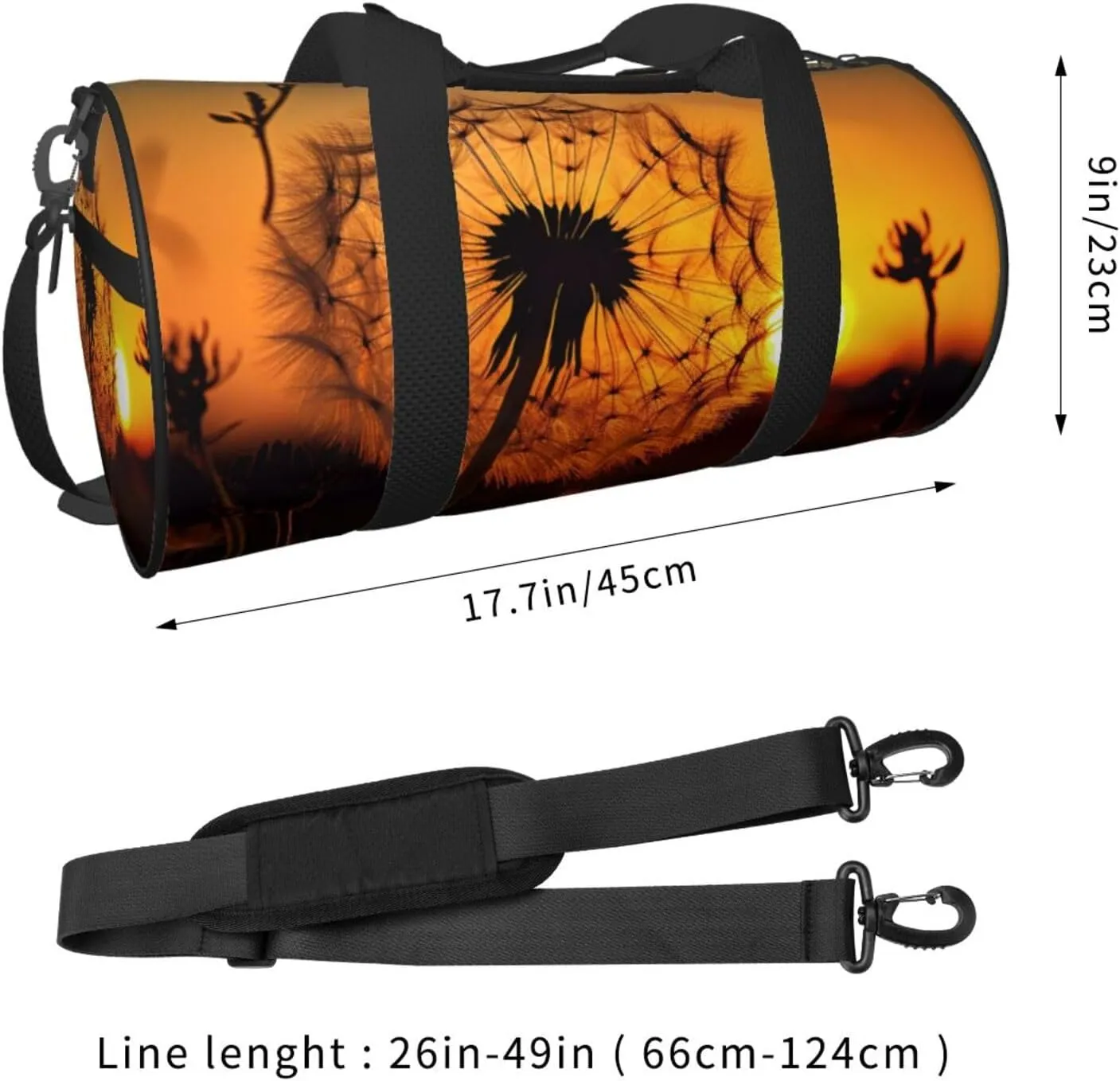 Sunset Dandelion Travel Duffle Bag for Men Women Sport Gym Bag Foldable Weekender Bag Carry on Overnight Bag for Travel Swimming Basketball