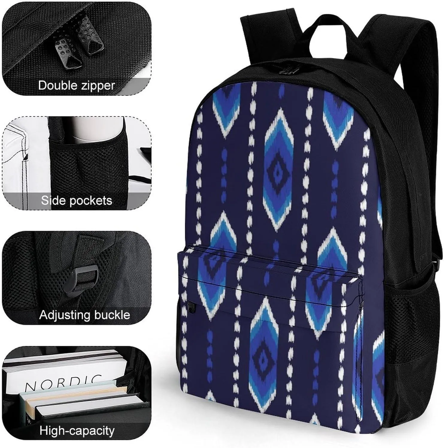 Supdreamc Adults Lightweight Native Southwest American Indian Aztec Navajo Art Shoulder Book Bags Big Capacity Shoulder Bag With Adjustable Shoulder Straps for Trekking Work Walking Cycling