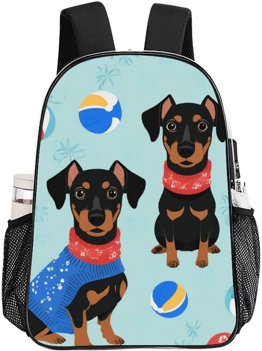 Supdreamc Lightweight Daypack Bookbag for Trekking Business Walking Cycling - Big Capacity Transparent Multipurpose Carry On Bag, Miniature Pinscher Pool Business Computer Bag