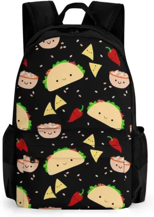 Supdreamc Men Women Polyester Taco Tuesday Party Art Daypack Big Capacity Shoulder Bag With Smooth Zippers for Hiking Work Walking Cycling