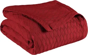 SUPERIOR Diamond Weave All-Season Cotton Blanket, Cover for Home, Couch, Bed, Soft, Warm Blankets, Boho Aesthetic, Comfy, Cozy, and Cute Covers, Decorative Bedding Essentials, King, Burgundy