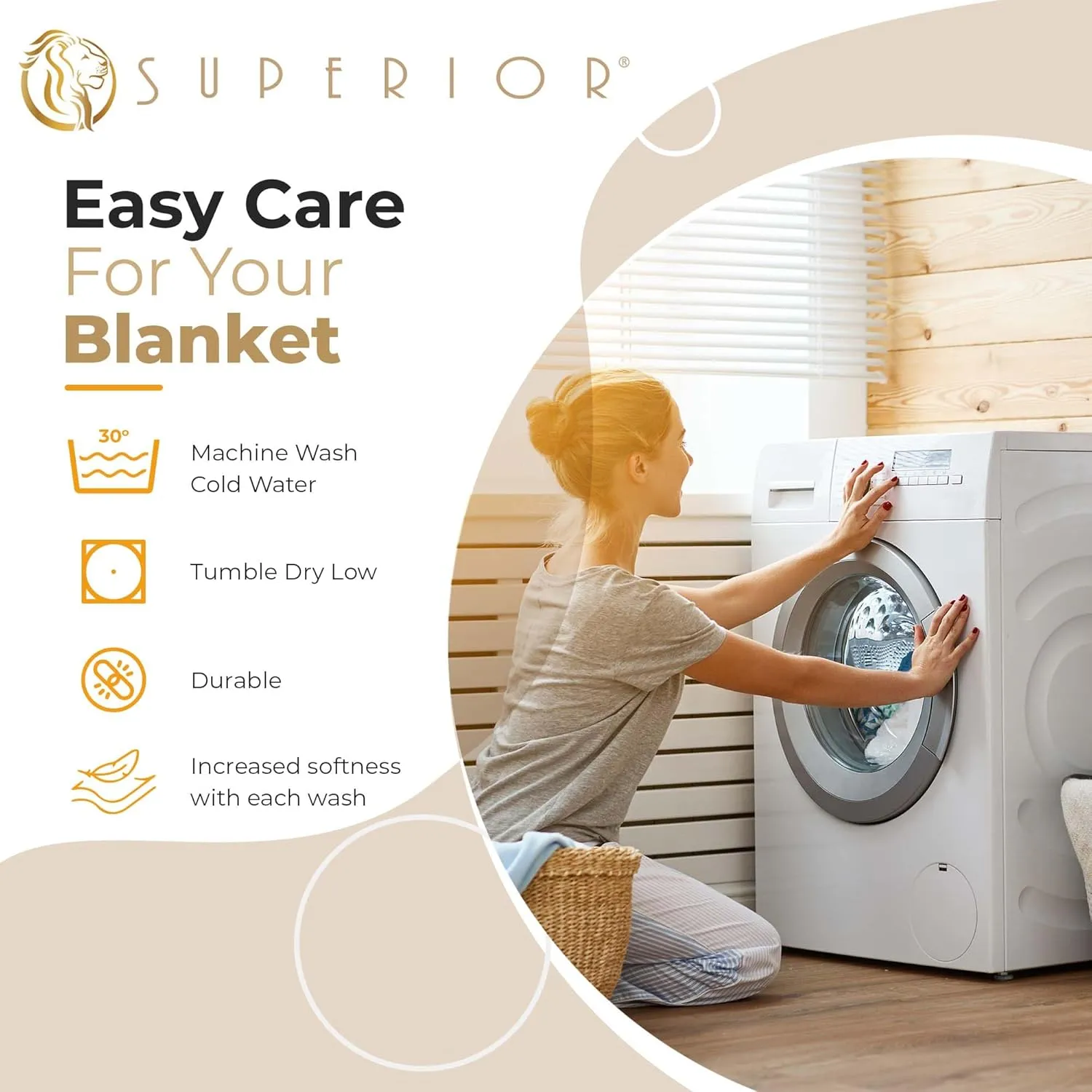 Superior Metro All-Season Cotton Blanket, Woven Blanket for Couch, Bed, Bedding, Farmhouse, Home Essentials, Cute and Cozy Bohemian Blankets, Herringbone Weave, Full/Queen, Ivory