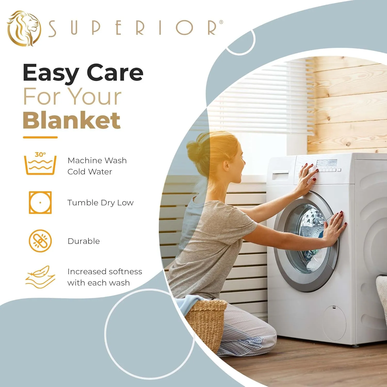 Superior Metro All-Season Cotton Blanket, Woven Blanket for Couch, Bed, Bedding, Farmhouse, Home Essentials, Cute and Cozy Bohemian Blankets, Herringbone Weave, King, Light Blue