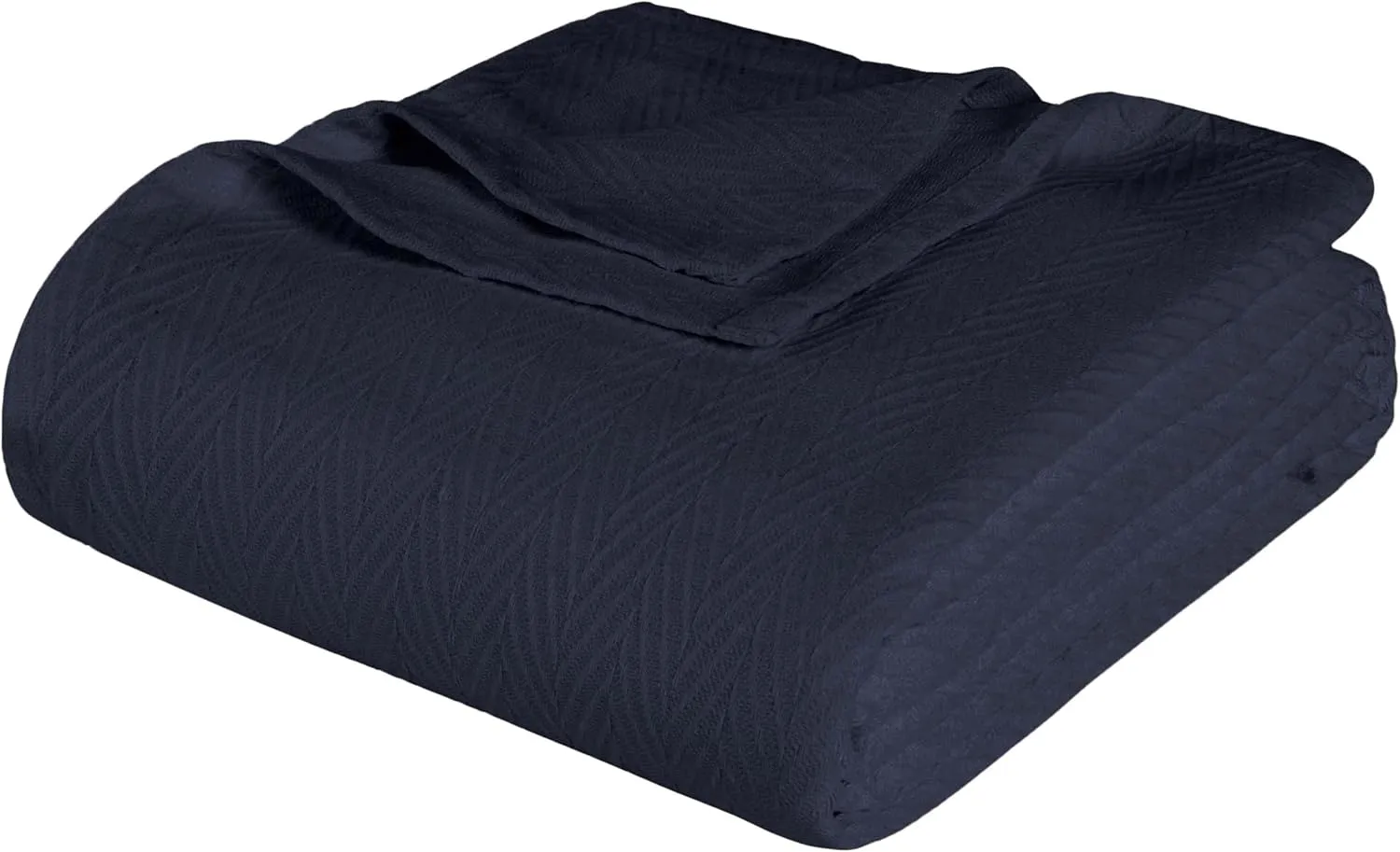 Superior Metro All-Season Cotton Blanket, Woven Blanket for Couch, Bed, Bedding, Farmhouse, Home Essentials, Cute and Cozy Bohemian Blankets, Herringbone Weave, King, Navy Blue