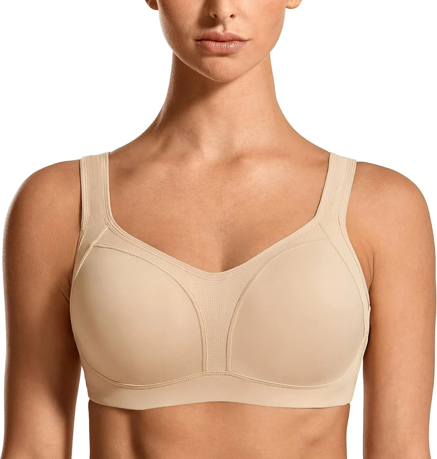 SYROKAN Women's High Impact Underwire Sports Bra High Support Large Bust Padded Adjustable Straps Running Bra