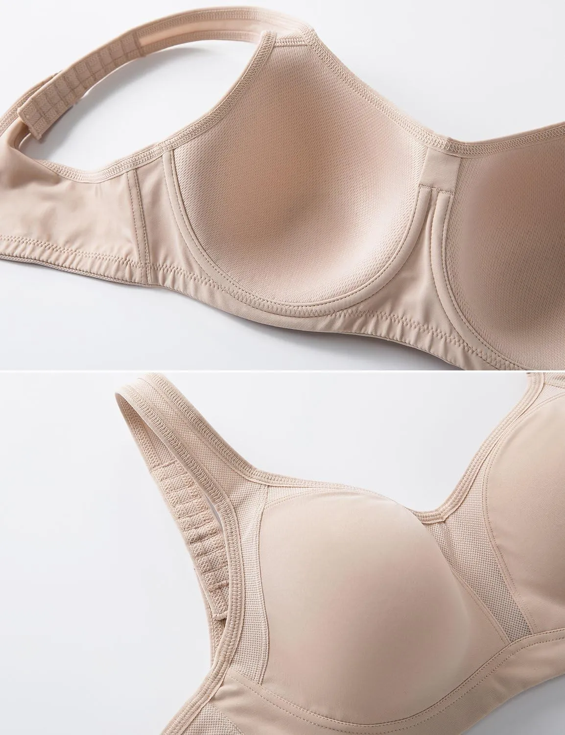 SYROKAN Women's High Impact Underwire Sports Bra High Support Large Bust Padded Adjustable Straps Running Bra