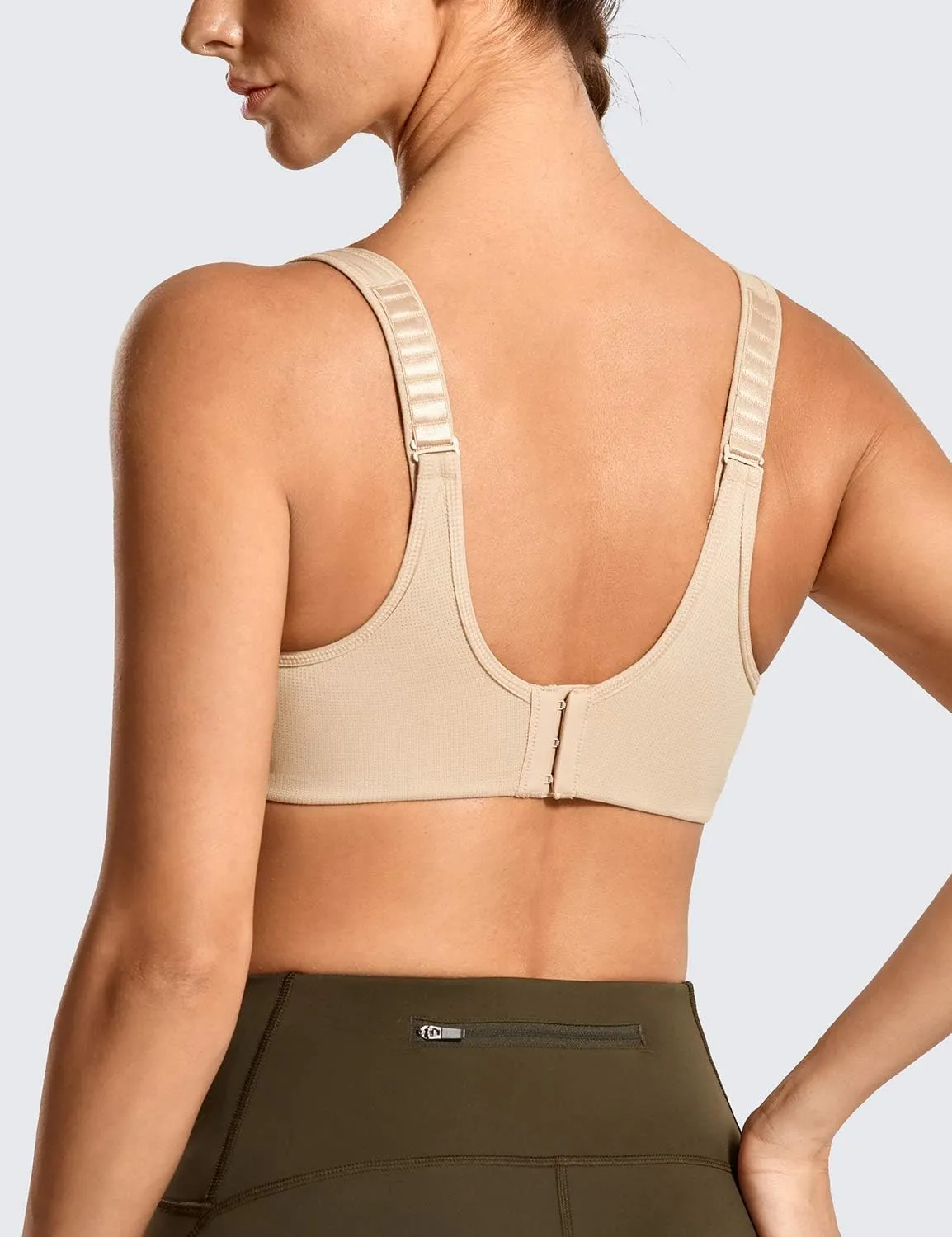 SYROKAN Women's High Impact Underwire Sports Bra High Support Large Bust Padded Adjustable Straps Running Bra