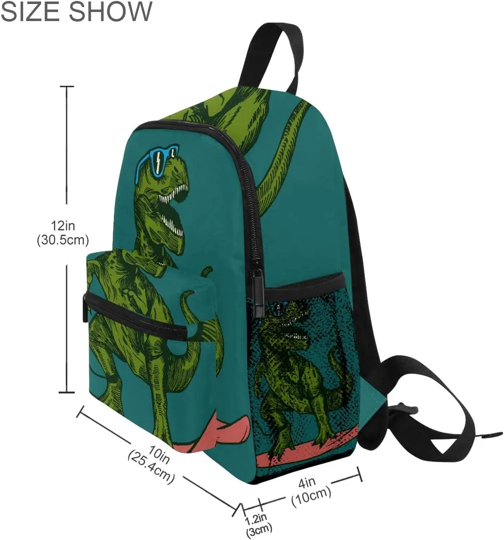 T-Rex Dinosaur Surfer Toddler Backpack Kindergarten Preschool Kids Bag for Boys Girls Age 3-7