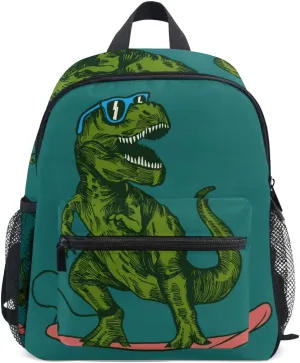 T-Rex Dinosaur Surfer Toddler Backpack Kindergarten Preschool Kids Bag for Boys Girls Age 3-7