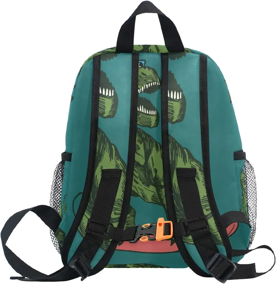 T-Rex Dinosaur Surfer Toddler Backpack Kindergarten Preschool Kids Bag for Boys Girls Age 3-7
