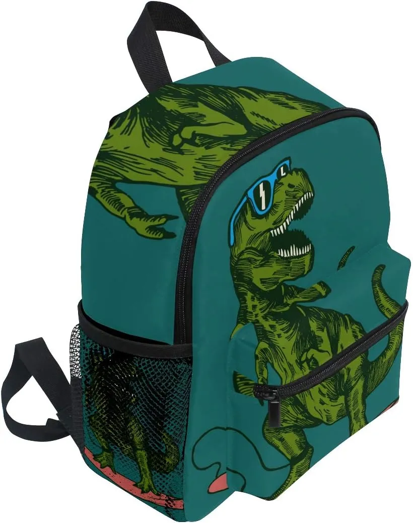 T-Rex Dinosaur Surfer Toddler Backpack Kindergarten Preschool Kids Bag for Boys Girls Age 3-7