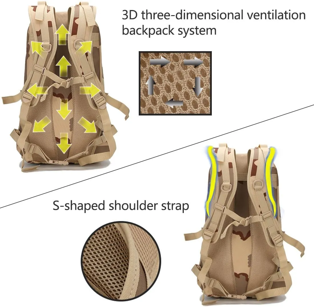 Tactical Backpack for Men Hiking Day Pack Molle Military Rucksack Waterproof Assault Pack Bag for Hunting Camping Trekking (Jungle Camouflage)
