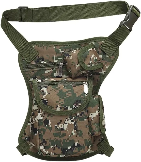 Tactical Drop Leg Bag, Military Style Waist Pack with Multiple Pockets, Available in Black, Army Green, Khaki (forest)