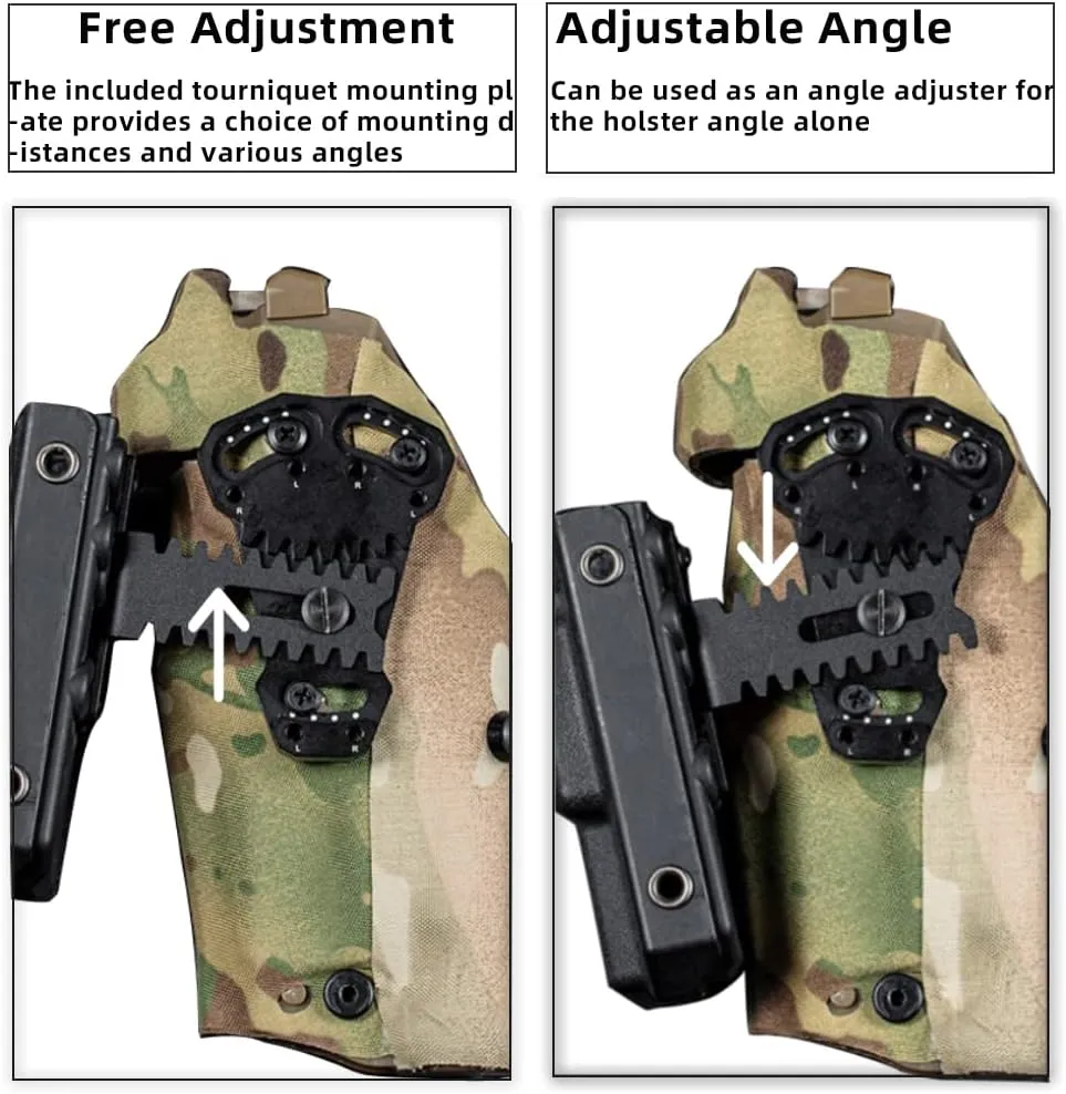 Tactical Gun Holster Adapter, Adjustable Negative Cant Plate Right-Angled for QLS System Extension Magazine Metal Accessory