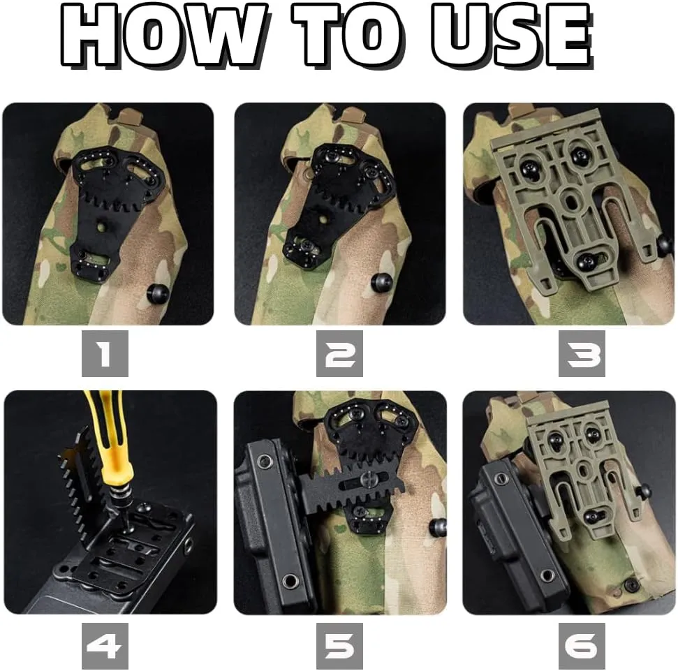 Tactical Gun Holster Adapter, Adjustable Negative Cant Plate Right-Angled for QLS System Extension Magazine Metal Accessory