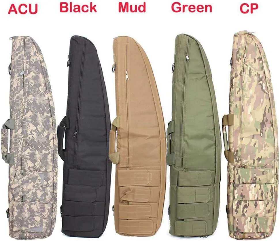 Tactical Rifle Case Thickened Foam Double Long Rifle Bag Dual Lockable Zippers, 4 Magazine Holder Pouch, Available Length in 47"