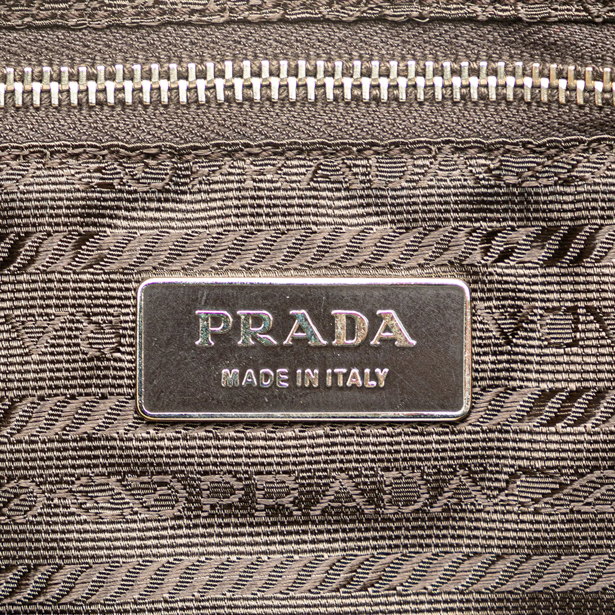Tan Prada Cinghiale Trimmed Canapa Tote