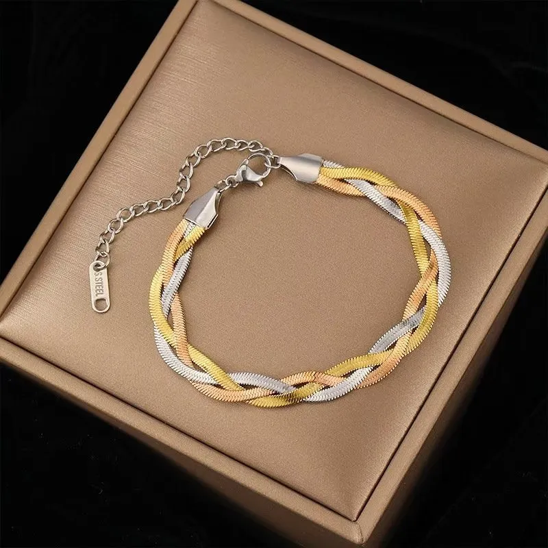 [TB055] Presentski Tricolor Fried Dough Twist Bracelet for Women