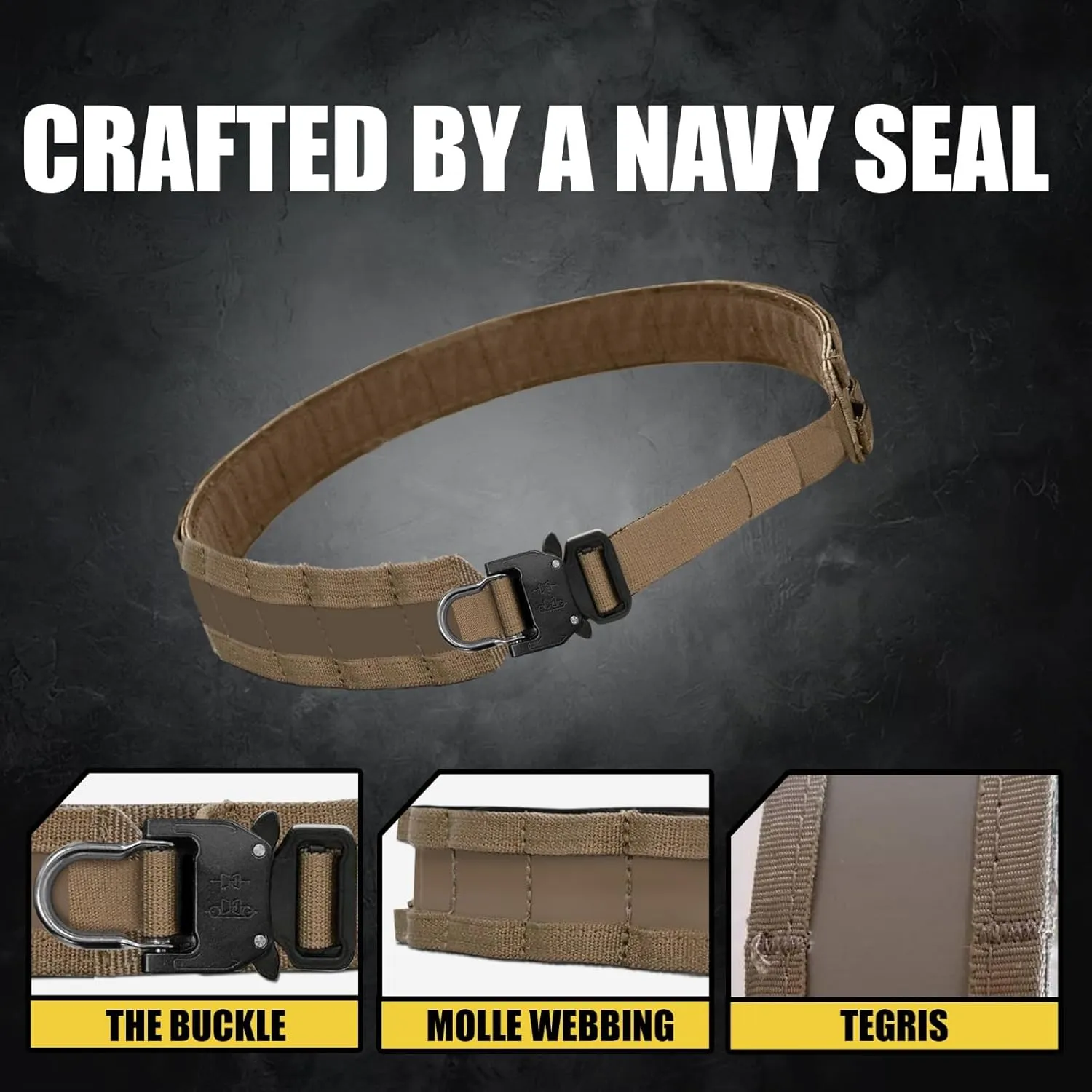 TEGRIS BATTLE BELT | Navy SEAL Designed, Tested & Guaranteed | Heavy Duty Tactical & Molle Gear