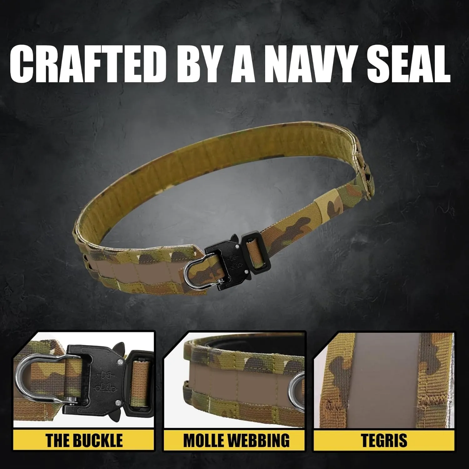 TEGRIS BATTLE BELT | Navy SEAL Designed, Tested & Guaranteed | Heavy Duty Tactical & Molle Gear