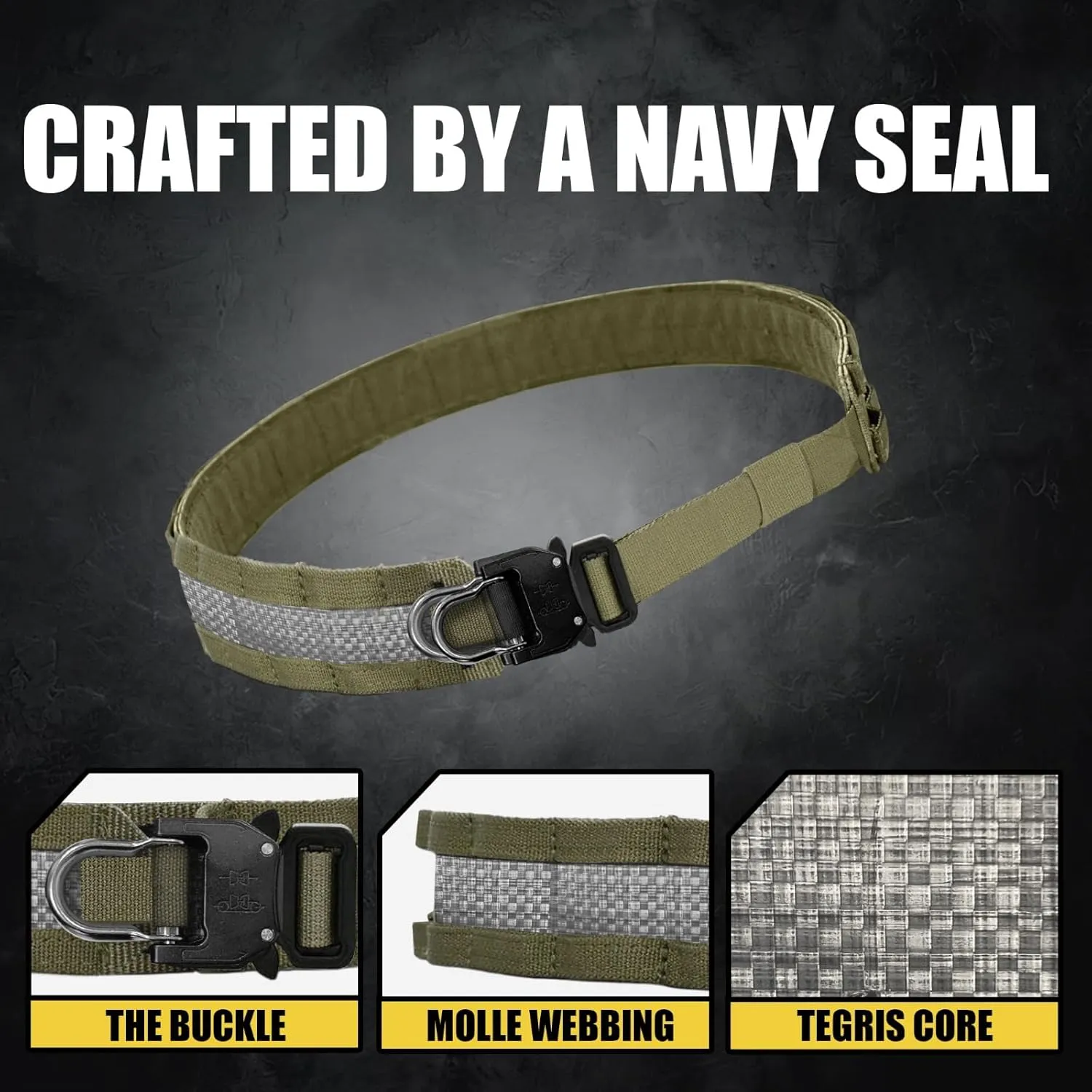 TEGRIS BATTLE BELT | Navy SEAL Designed, Tested & Guaranteed | Heavy Duty Tactical & Molle Gear