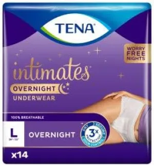 TENA Incontinence Underwear for Women, for Overnight, Large, 14 Count (Pack of 3)