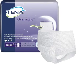 TENA Overnight Super Adult Underwear Pull On Medium Disposable Heavy Absorbency, 72235 - Pack of 14