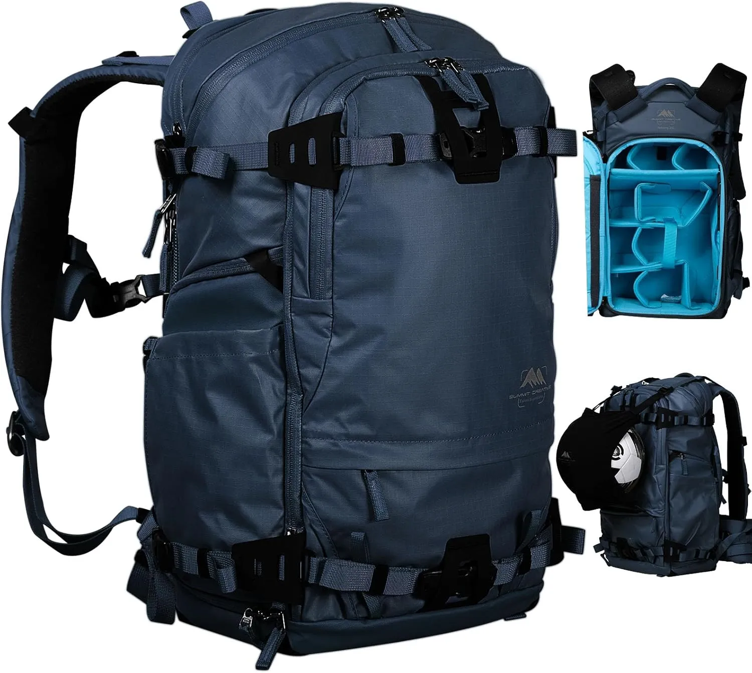 Tenzing 25L Camera Backpack with Rain Cover for Photographers 14 inch Laptop Compartment Waterproof Large Camera Bag for Drone,Cameras, Batteries, Lenses,Tripod(Blue)