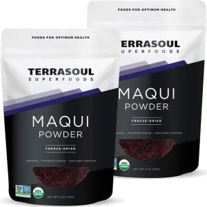 Terrasoul Superfoods Organic Maqui Berry Powder, 8 Oz (Pack of 2), Freeze-Dried, Antioxidant-Rich Superfood for Smoothies, Desserts, and Immune Support
