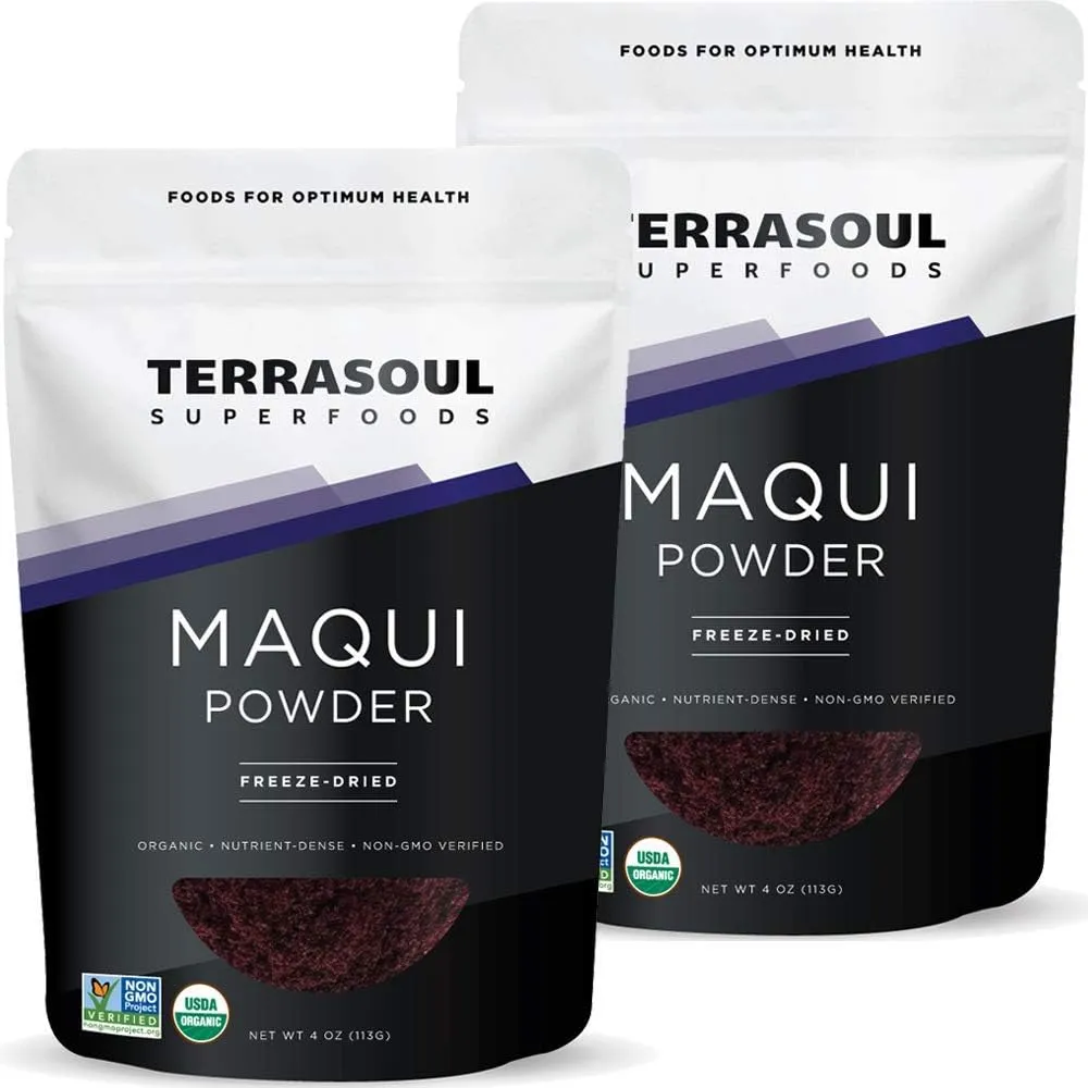 Terrasoul Superfoods Organic Maqui Berry Powder, 8 Oz (Pack of 2), Freeze-Dried, Antioxidant-Rich Superfood for Smoothies, Desserts, and Immune Support