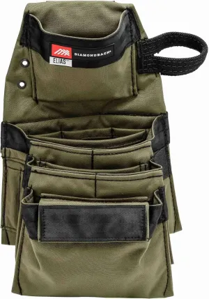 The Diamondback Elias 2.0 Tool Pouch, Ranger Green, Left Side | for Carpenters, Remodelers, Framer | Holder for Drill, Driver, Hand Tools, Chalk Line, Punch, Chisel, Marker