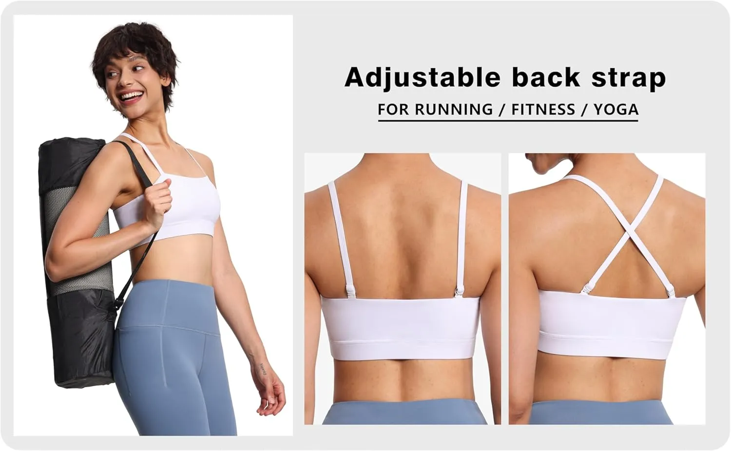 THE GYM PEOPLE Women's Adjustable Spaghetti Strap Sports Bras Wirefree Workout Tops with Removable Padded