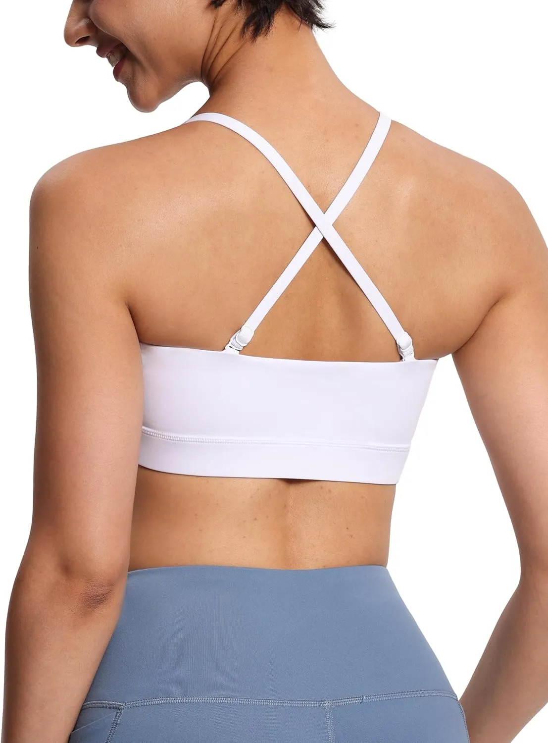 THE GYM PEOPLE Women's Adjustable Spaghetti Strap Sports Bras Wirefree Workout Tops with Removable Padded