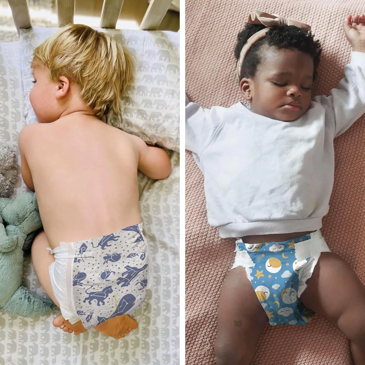The Honest Company Clean Conscious Overnight Diapers for Sensitive Skin | Hypoallergenic, Fragrance Free | Cozy Cloud   Star Signs | Club Box, Size 6 (35  lbs), 34 Count