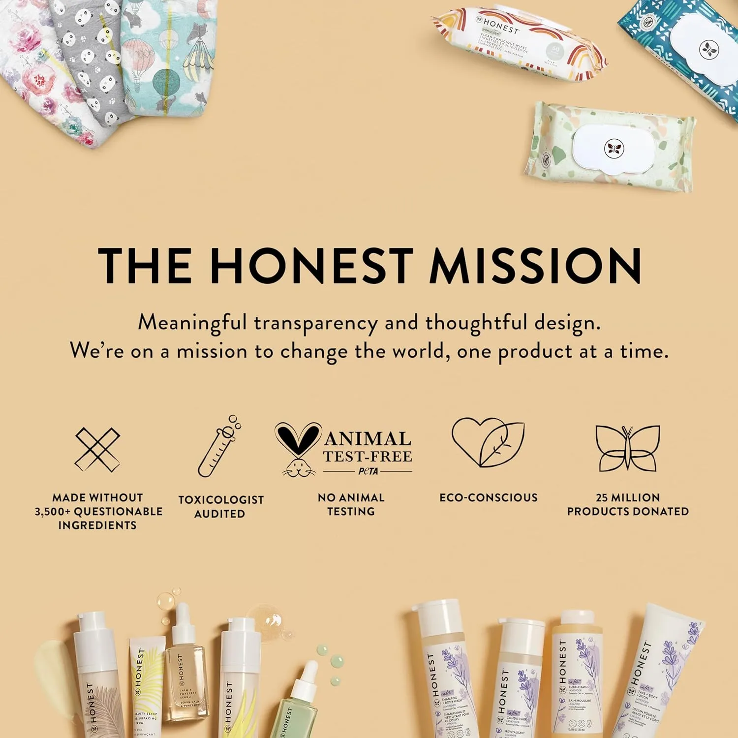 The Honest Company Clean Conscious Overnight Diapers for Sensitive Skin | Hypoallergenic, Fragrance Free | Cozy Cloud   Star Signs | Club Box, Size 6 (35  lbs), 34 Count