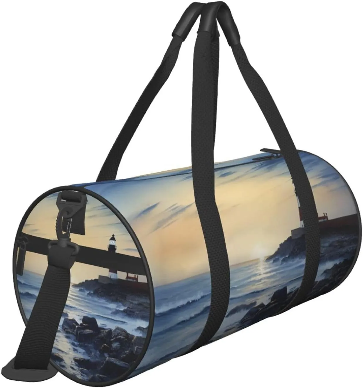 The Seaside Lighthouse Travel Duffle Bag for Men Women Sport Gym Bag Foldable Weekender Bag Carry on Overnight Bag for Travel Swimming Basketball