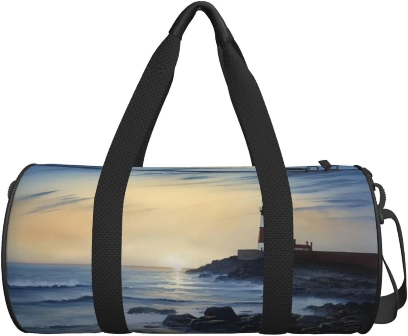 The Seaside Lighthouse Travel Duffle Bag for Men Women Sport Gym Bag Foldable Weekender Bag Carry on Overnight Bag for Travel Swimming Basketball