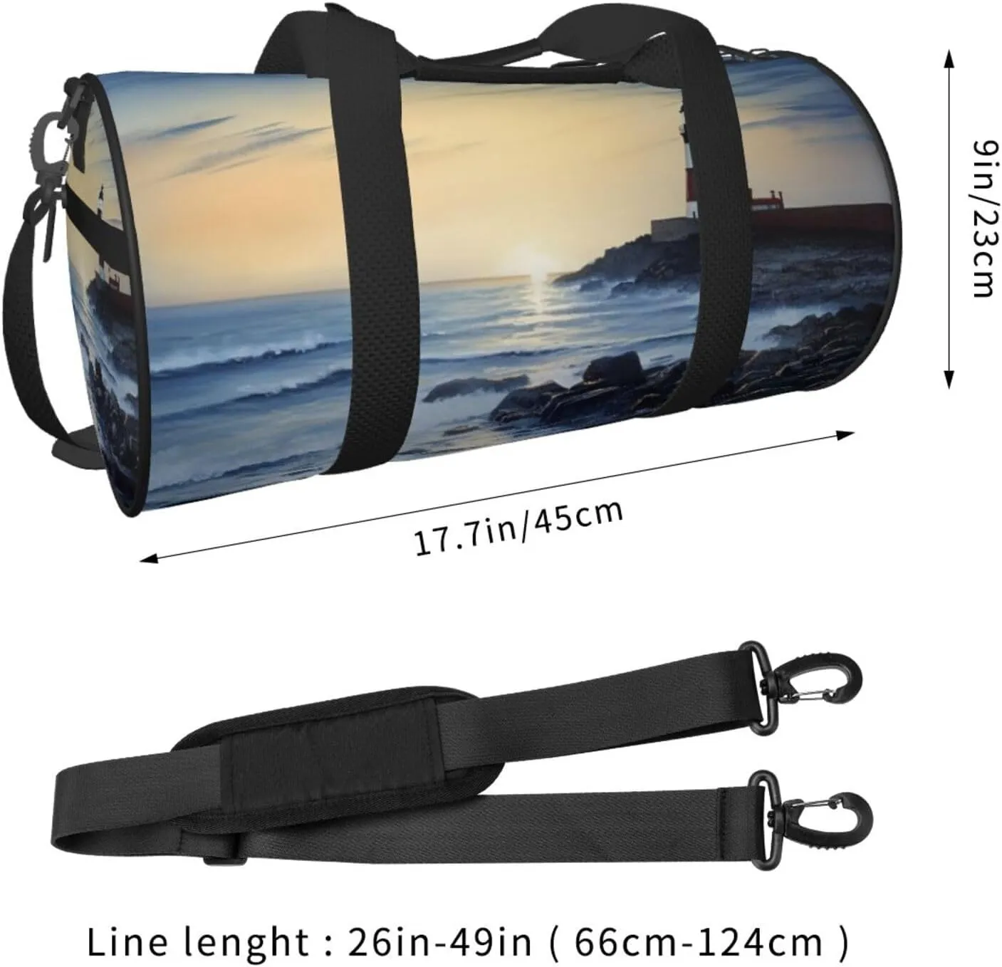 The Seaside Lighthouse Travel Duffle Bag for Men Women Sport Gym Bag Foldable Weekender Bag Carry on Overnight Bag for Travel Swimming Basketball