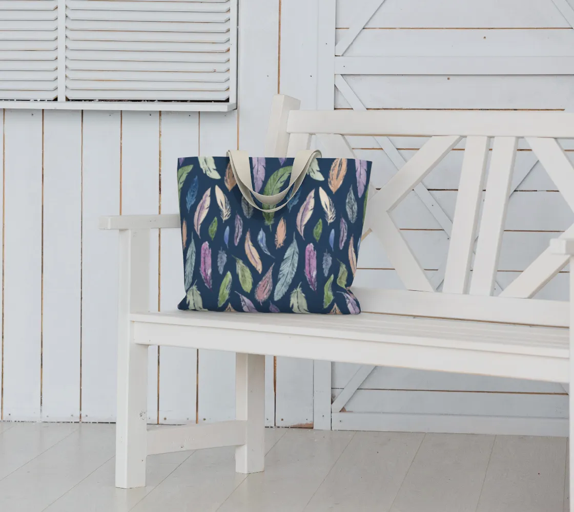 The Weekender Tote – Feathers on Navy
