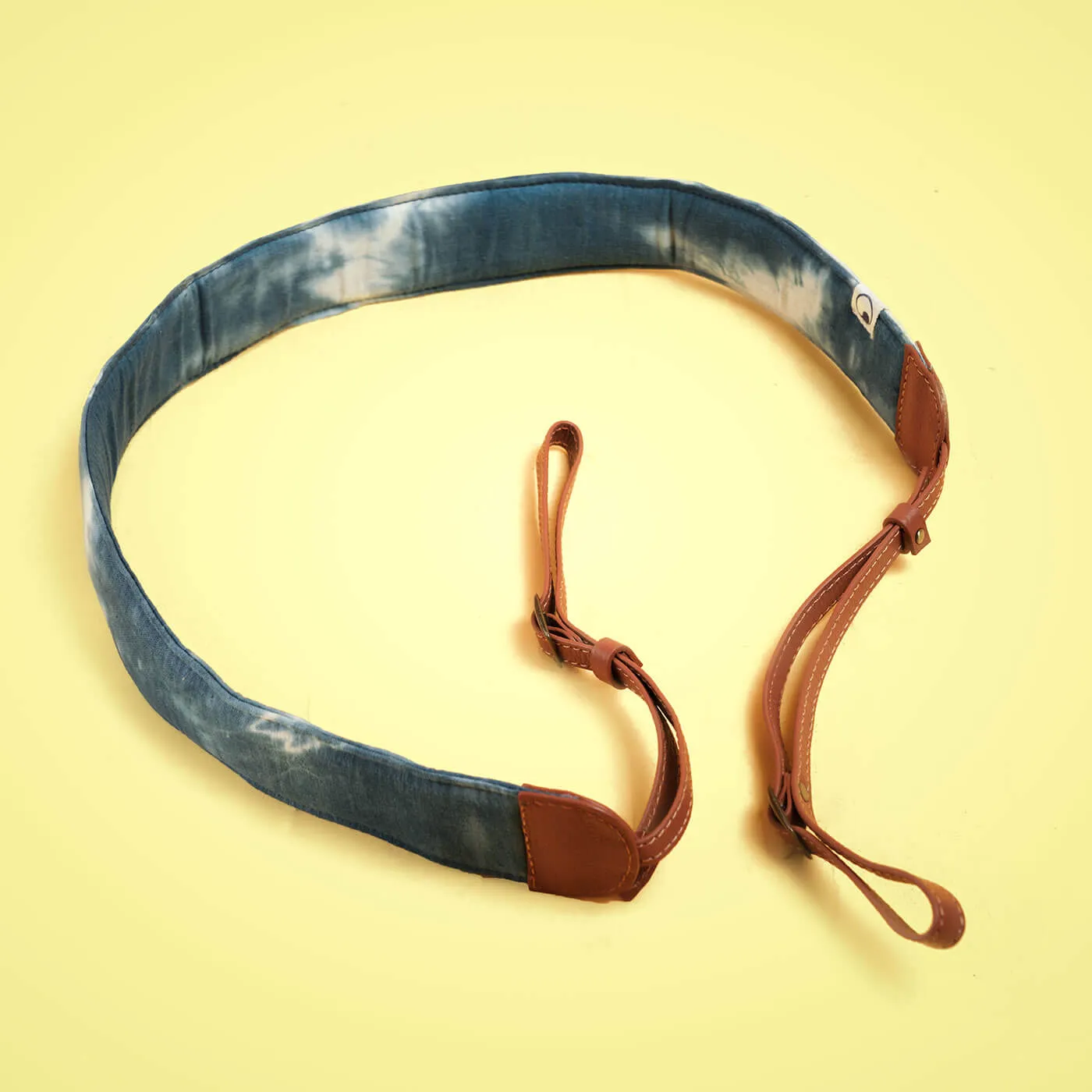 Thin Shibori Camera Strap - Blue
