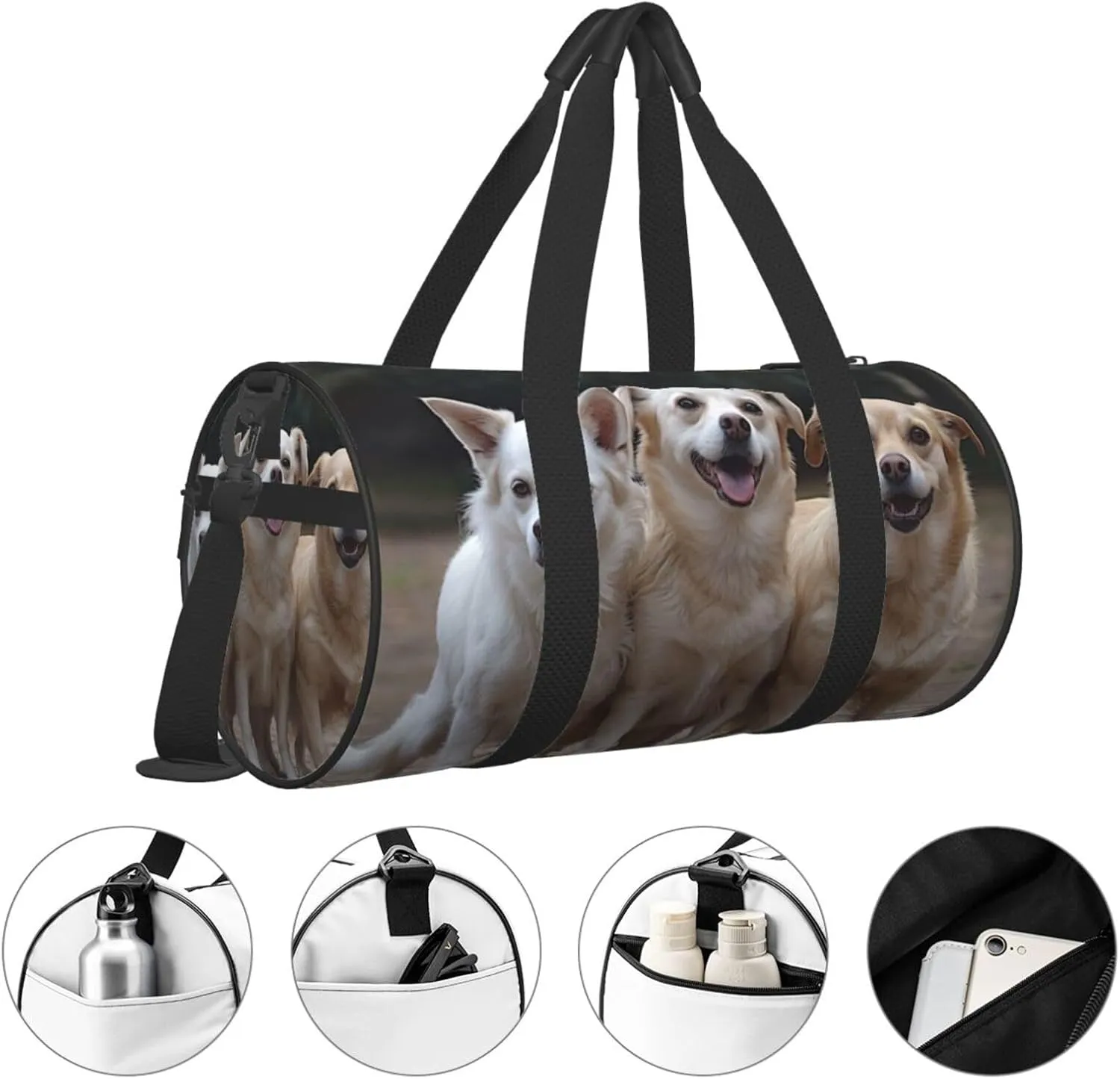 Three Dogs Travel Duffle Bag for Men Women Sport Gym Bag Foldable Weekender Bag Carry on Overnight Bag for Travel Swimming Basketball