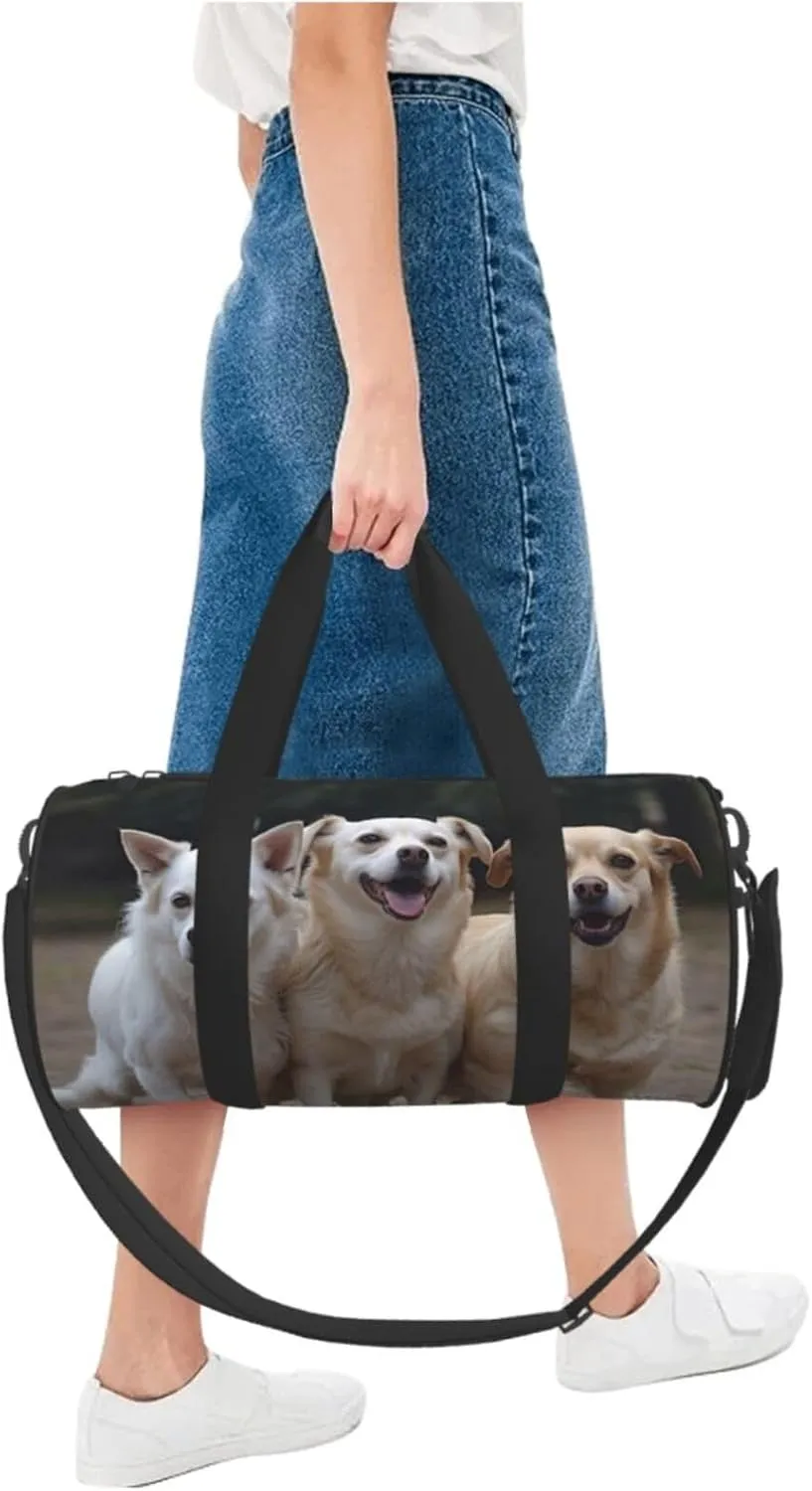 Three Dogs Travel Duffle Bag for Men Women Sport Gym Bag Foldable Weekender Bag Carry on Overnight Bag for Travel Swimming Basketball