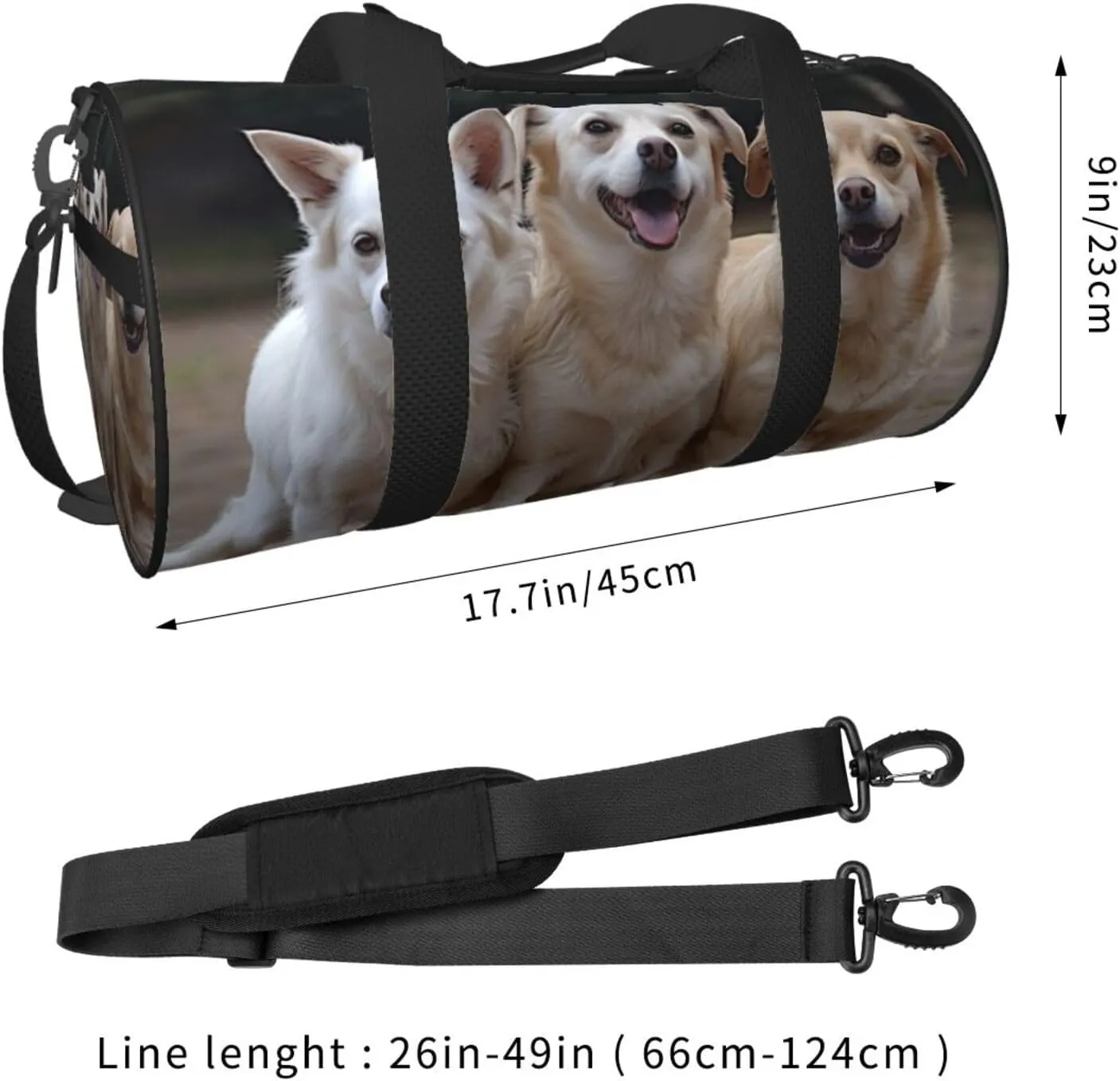 Three Dogs Travel Duffle Bag for Men Women Sport Gym Bag Foldable Weekender Bag Carry on Overnight Bag for Travel Swimming Basketball